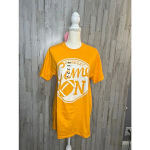 NWT It's a Girl Thing Football Graphic Tee Orange Women's‎ Medium Short Sleeve